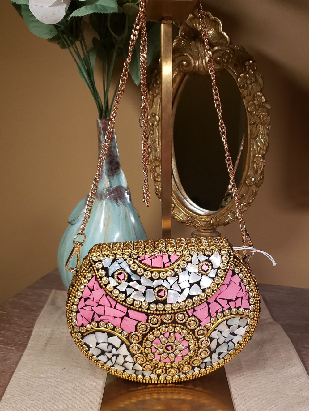 RAMLA Mosaic Crossbody Bag in Pink, Blue & Gold (NWOT - MSRP $275) - Picture 1 of 13